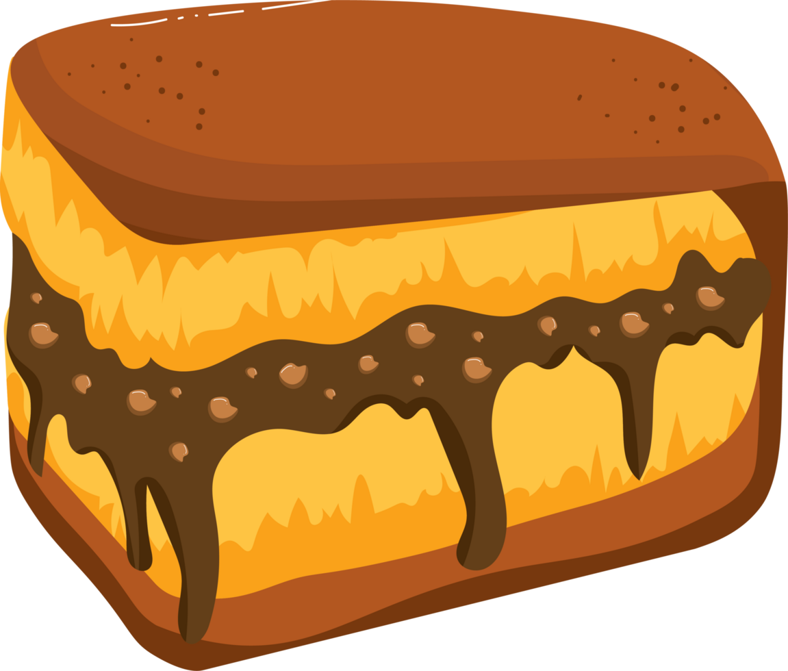 Gooey Chocolate Martabak Slice with Peanut Filling on Plate png