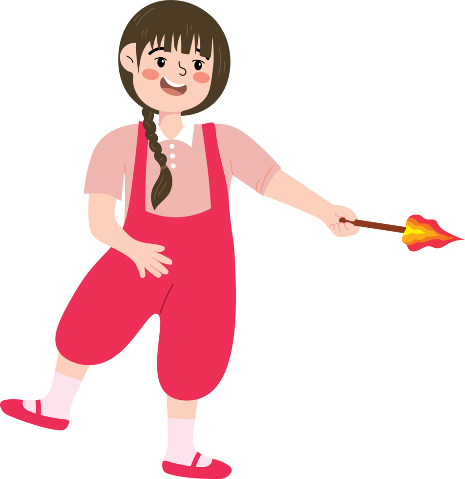 Girl Holding Torch on New Years Eve Celebration png