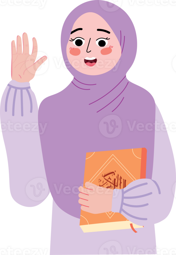 Devout Woman Holding Quran in Religious Moment png
