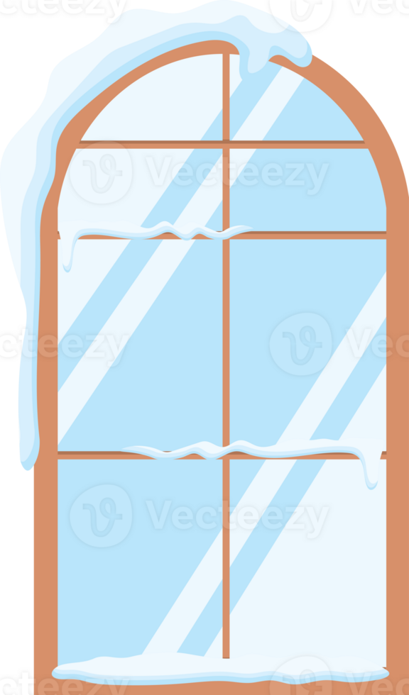 Frozen Windowpane with Snow Accumulation png