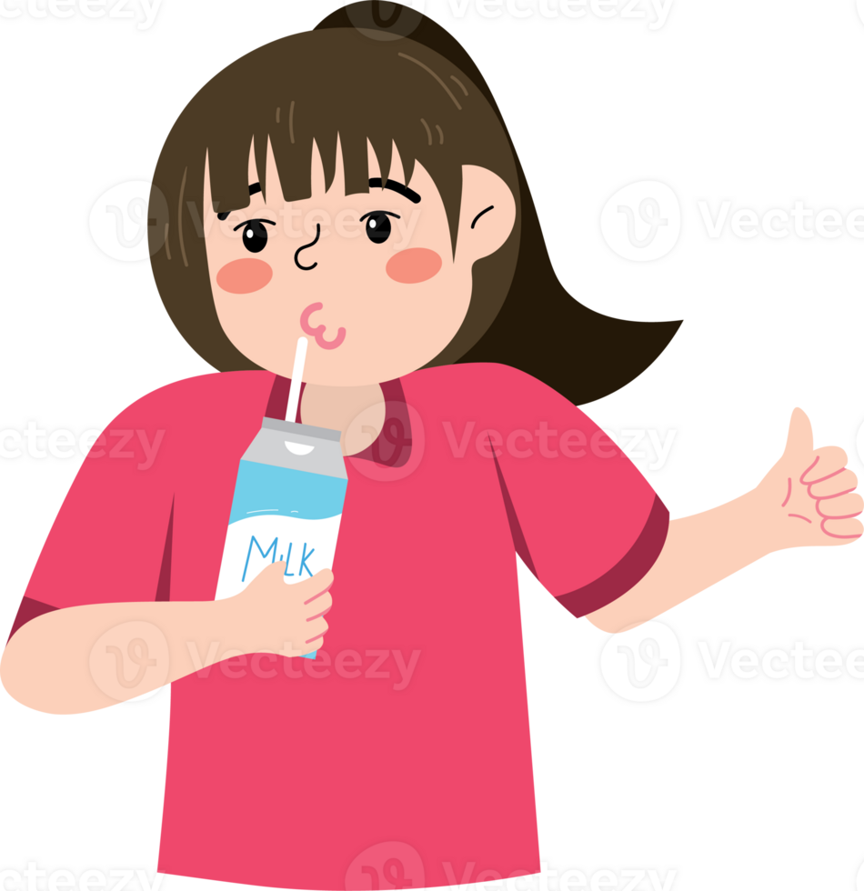 Girl Drinking Fresh Milk to Support Growth and Bones png