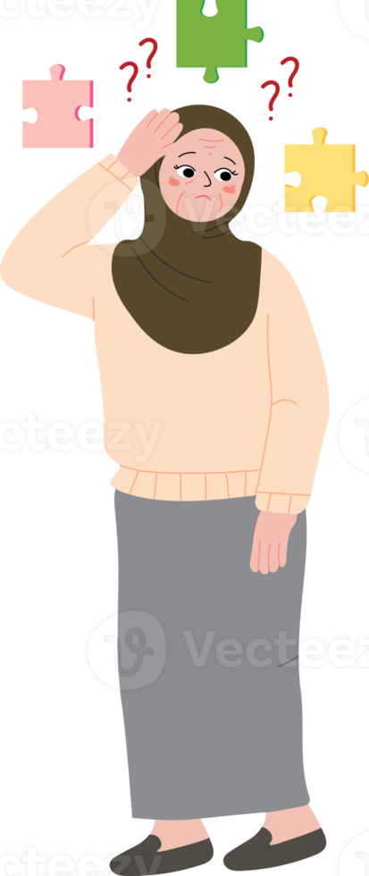 Worried Elderly Person Living with Dementia or Confusion png