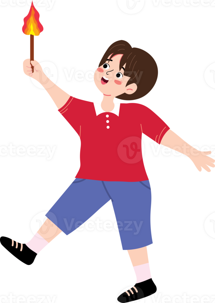 Fire Torch in Hands of a Child at Night png