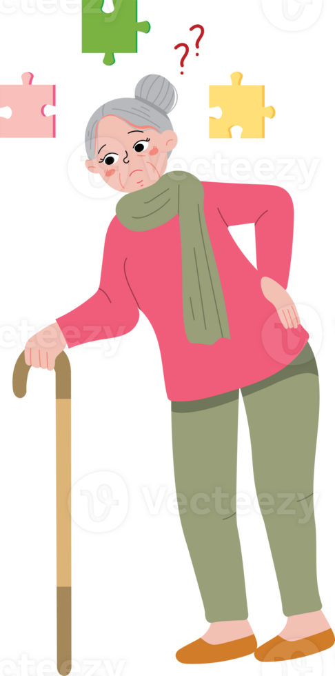 Depressed Senior Struggling with Age-Related Memory Problems png