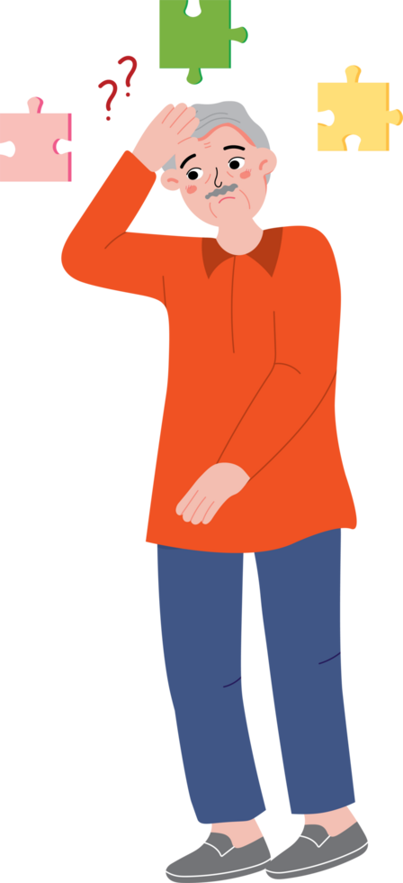 Confused Elderly Person Showing Signs of Forgetfulness png