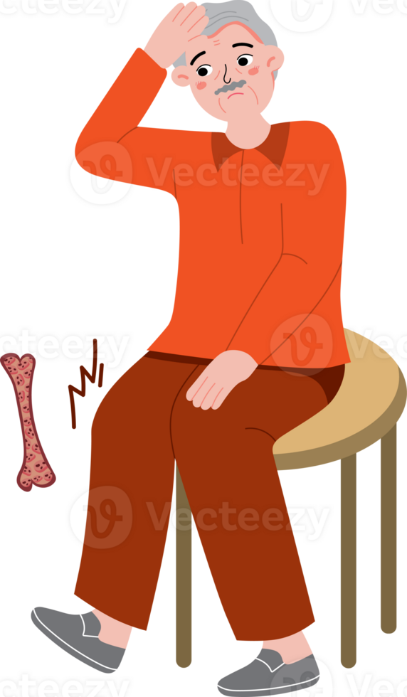 Elderly Man Struggling with Joint and Bone Discomfort png