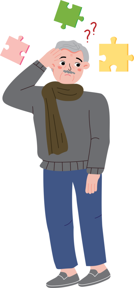 Old Man Suffering from Memory Problems and Confusion png