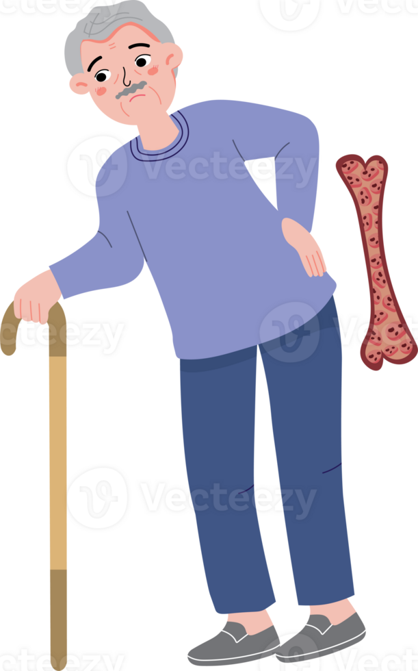 Senior Experiencing Back Pain Due to Osteoporosis png