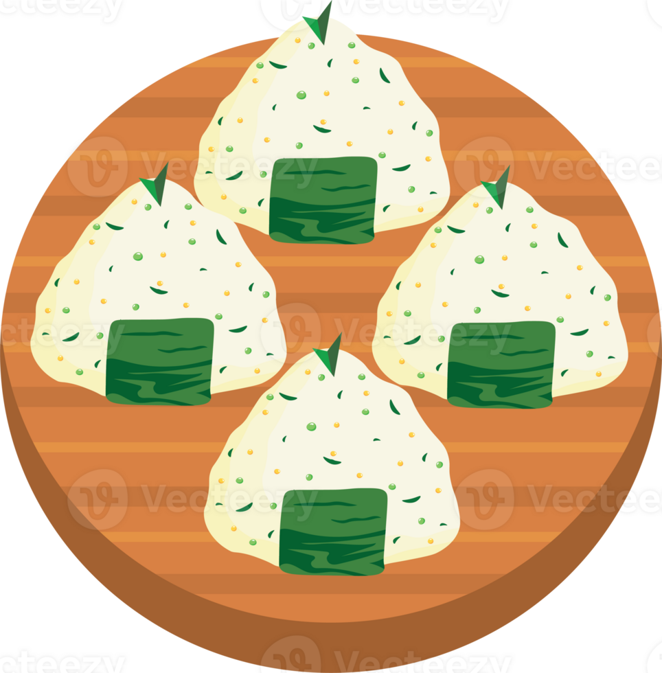 Japanese Food Onigiri with Roe in Wooden Container png