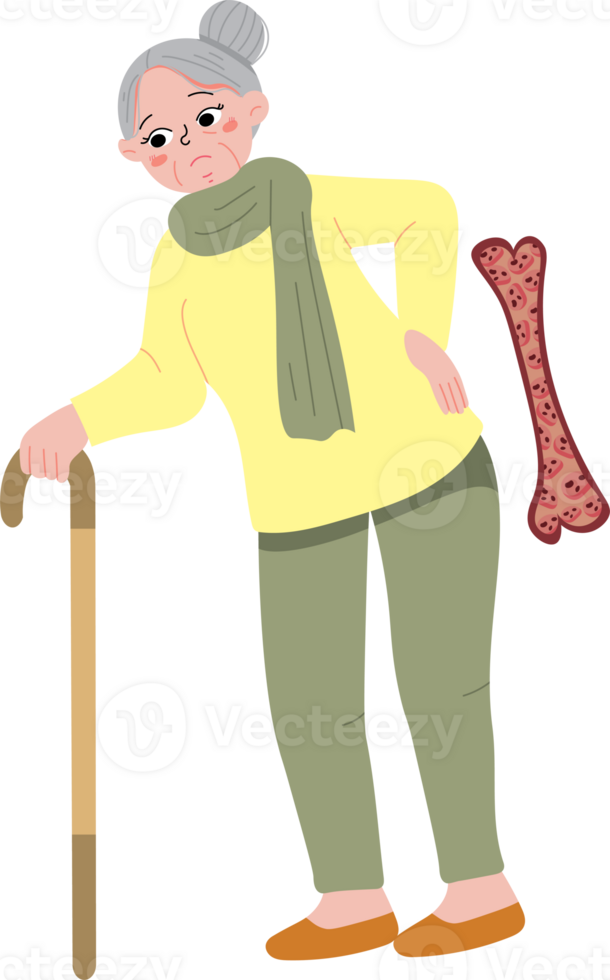 Senior Citizen with Backache Caused by Bone Loss png