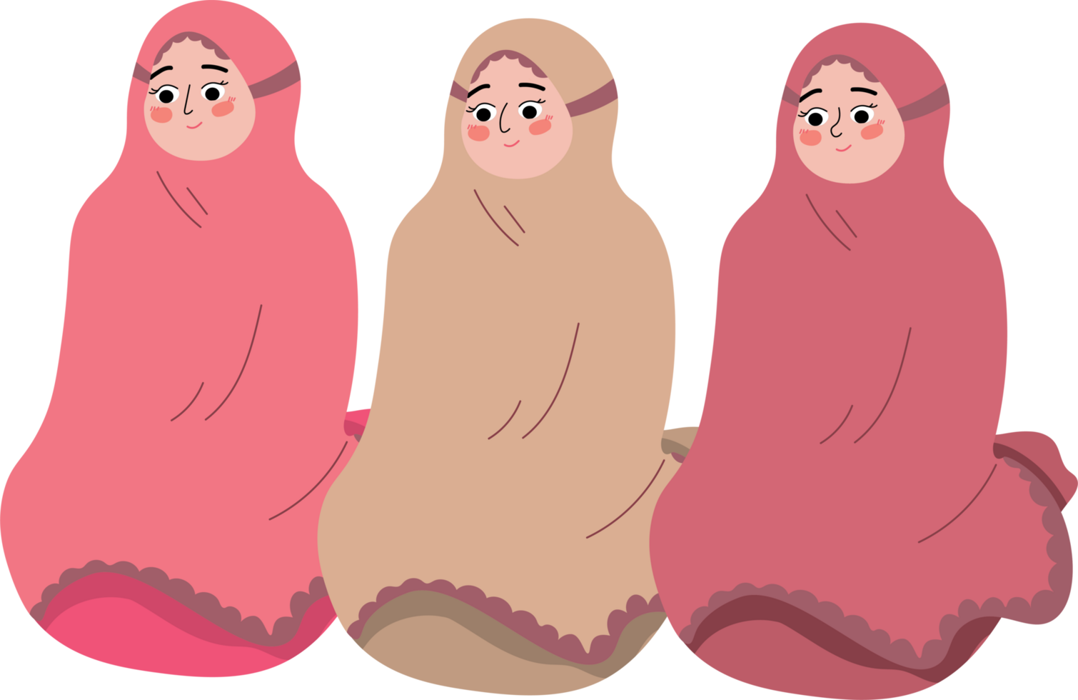 Muslim Women Praying Together in Mosque During Tarawih png