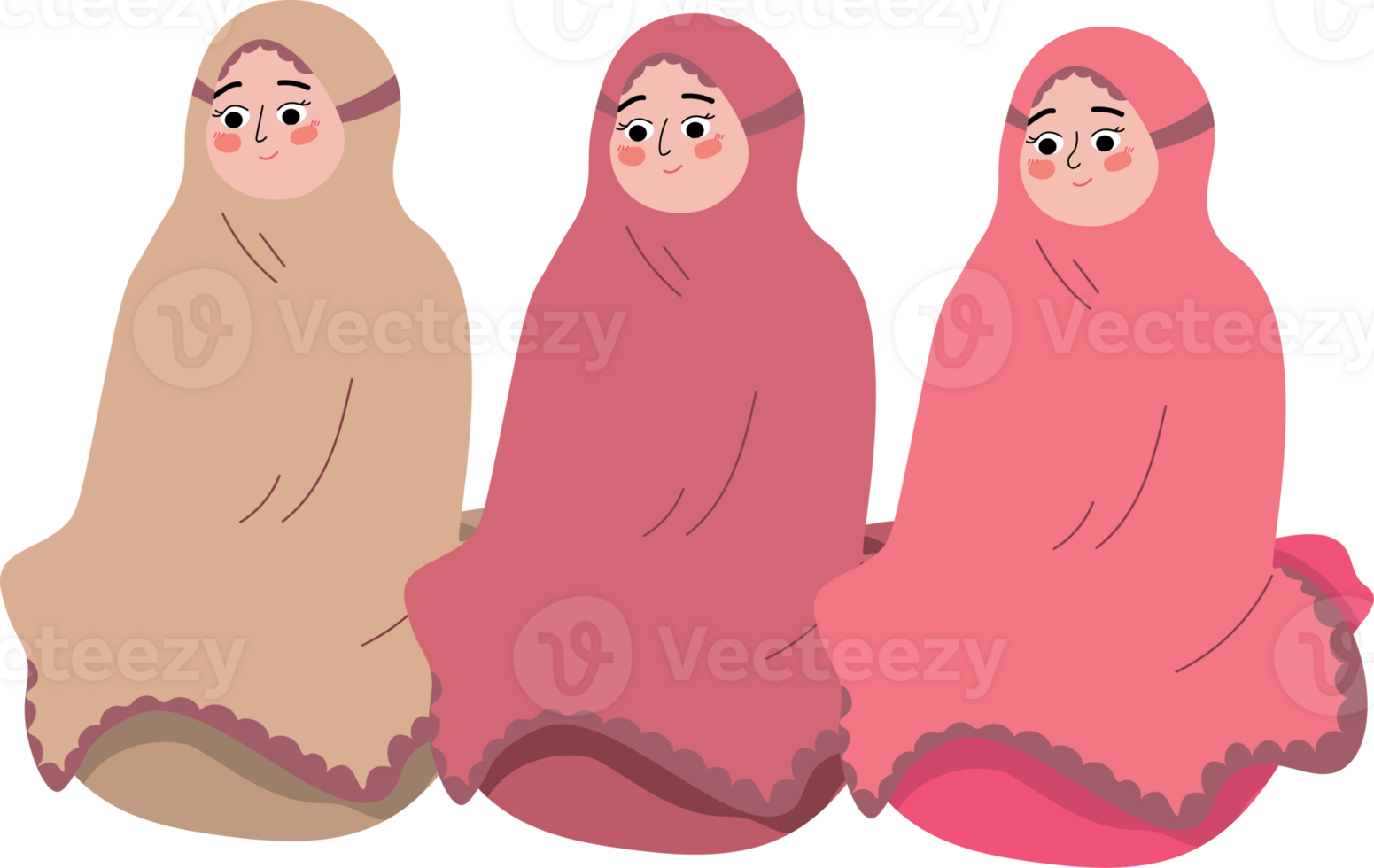 Women in Prayer Robes Performing Tarawih in Unity png