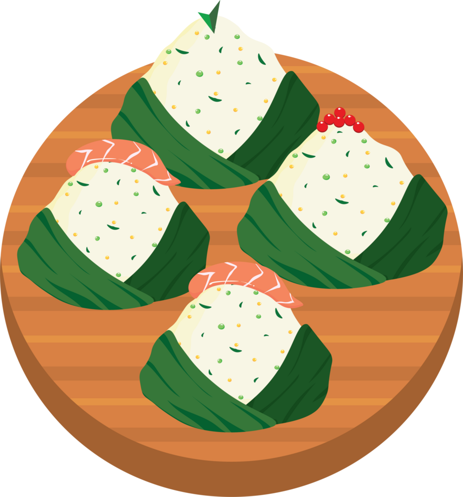 Traditional Japanese Onigiri and Fish Roe Garnish, Salmon and Original png
