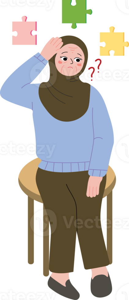 Elderly Person Sitting Alone with a Distant Look png