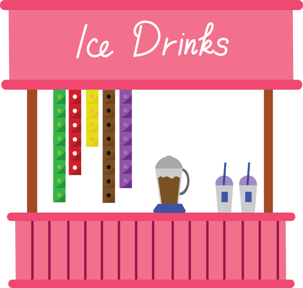 Small Pop Ice Stand with Colorful Drinks in Transparent Containers png