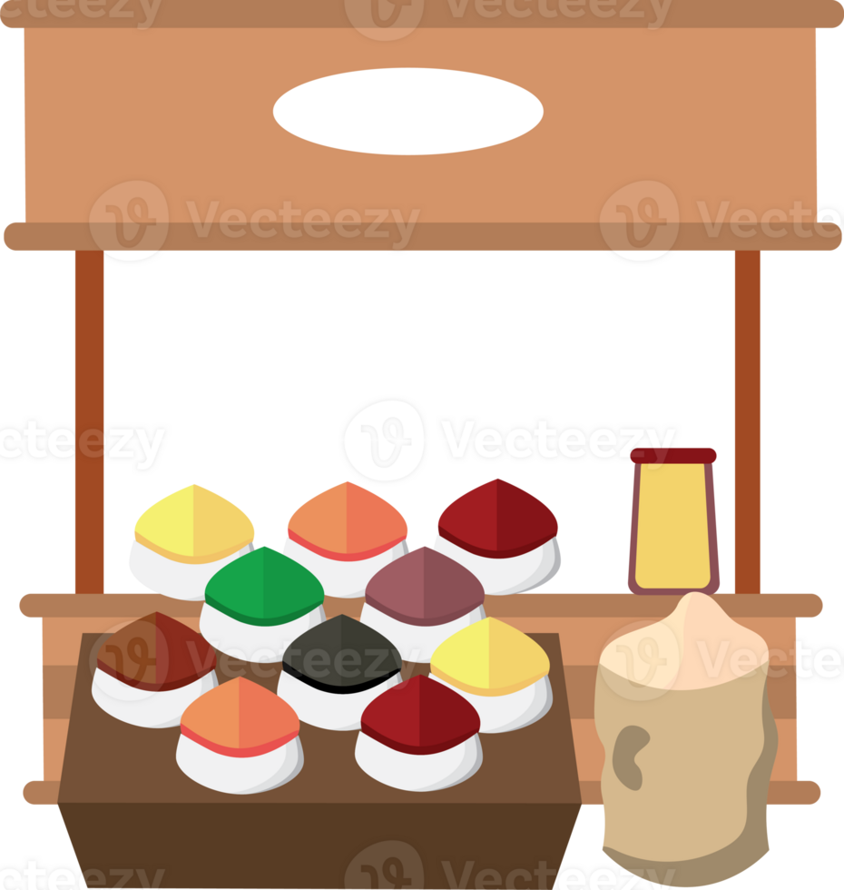 Colorful Spice Stand in Local Market with Various Seasonings png
