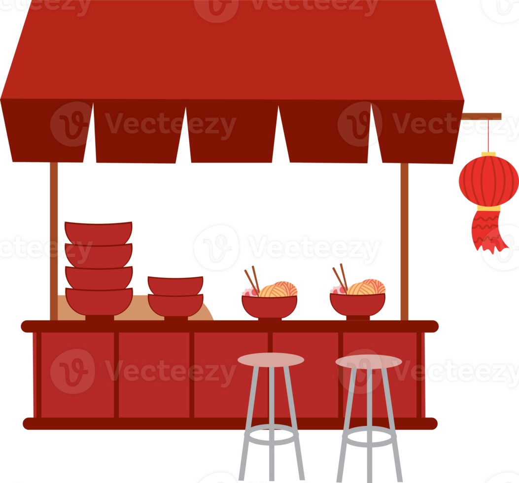 Delicious Korean Food Stand with Assorted Street Snacks png