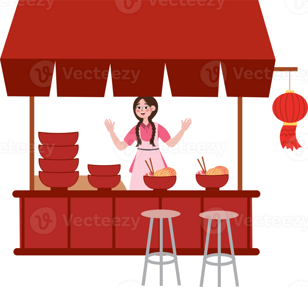 Korean Street Food Stall Displaying Traditional Dishes png