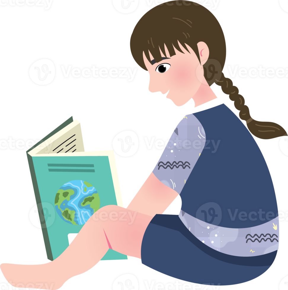 Young Kid Enjoying a Quiet Moment with a Book png