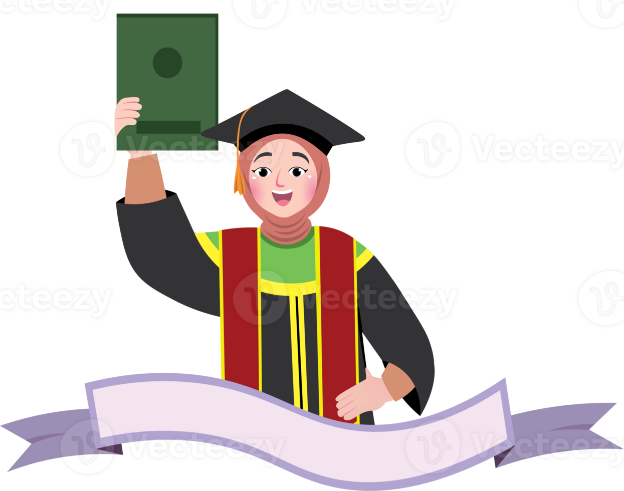 Graduation Banner Design with Celebration Elements png