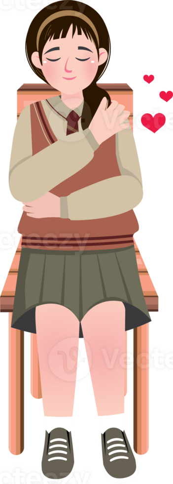 Proud Female Student Promoting Self-Acceptance and No Bullying png