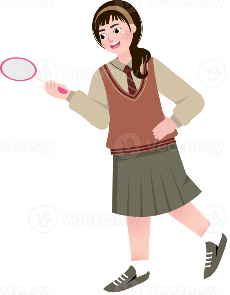 Curious Female Student Exploring with Magnifying Glass png