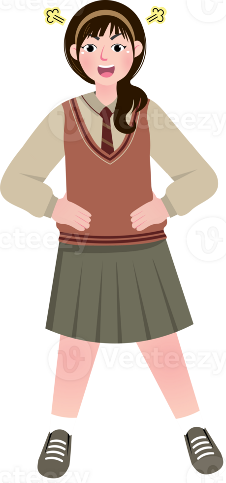 Angry Korean Schoolgirl with Frustrated Facial Expression png