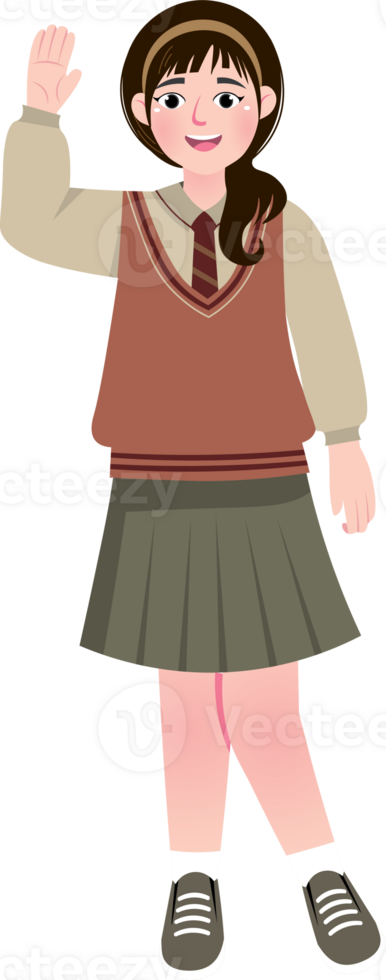 Cheerful Female Student Greeting with a Smile png