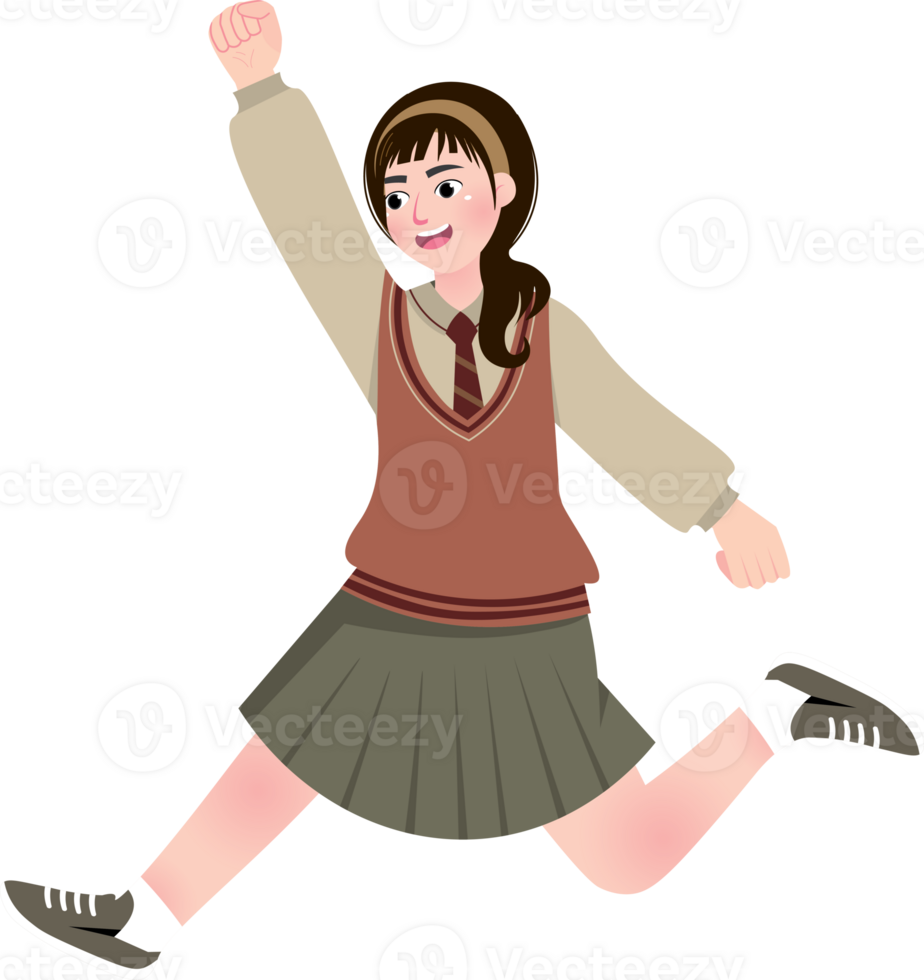 Energetic Schoolgirl Returning to Learning Routine png