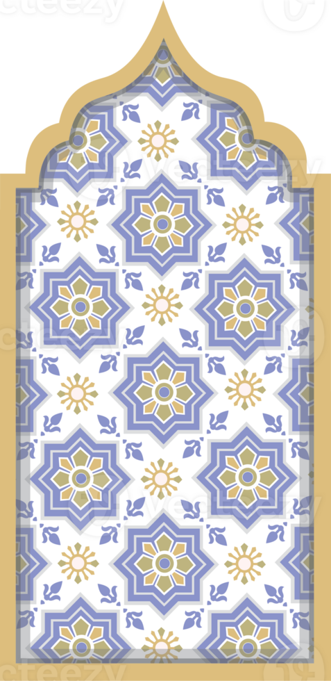 Islamic Mosque Window Frame with Moroccan Pattern for Holy Celebration png
