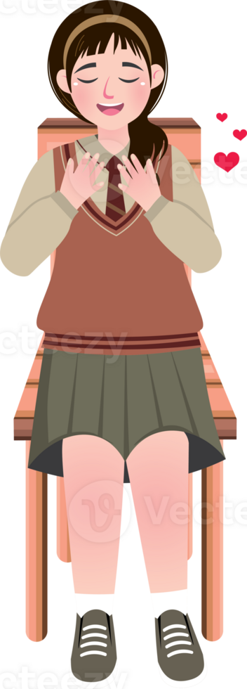 Confident Korean Schoolgirl Embracing Self-Love and Pride png