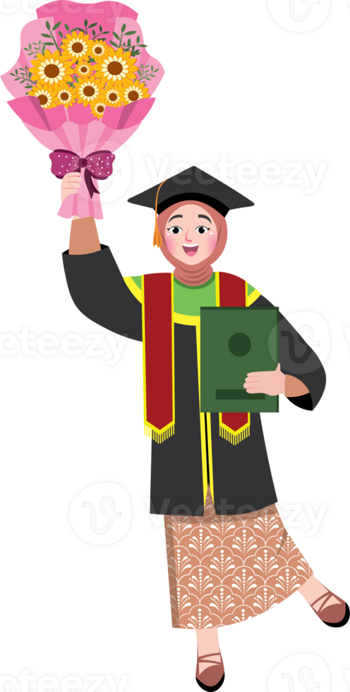 Young Woman in Cap and Gown Celebrating Graduation png