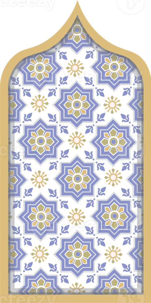 Islamic Architecture Inspired Window with Traditional Pattern png