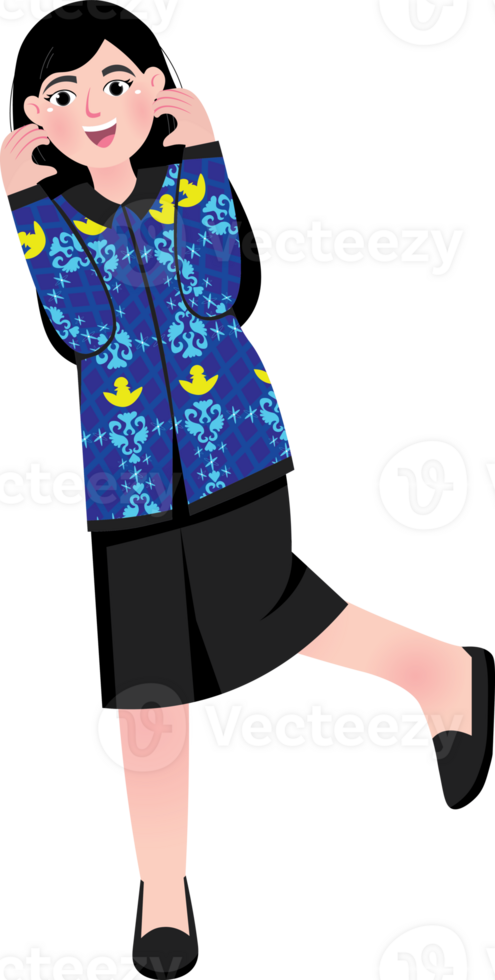 Smiling Teacher in Formal Uniform Making Korean Hand Gesture png