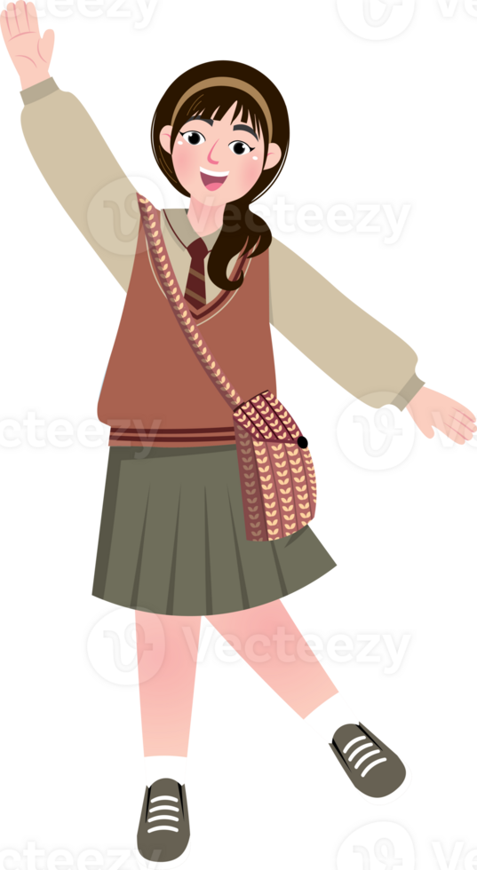 Excited Schoolgirl Back to School with Joy png