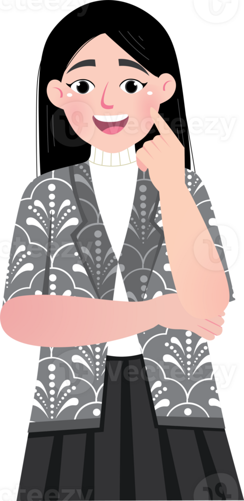 Office Girl in Traditional Batik Dress for Cultural Event png