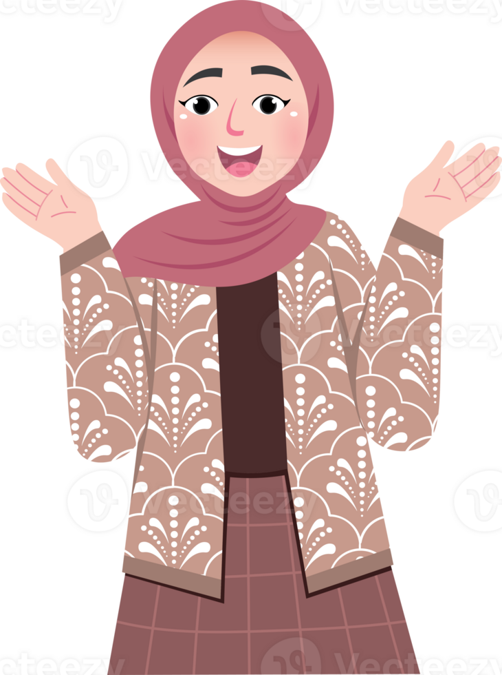 Proud Muslim Girl in Batik Clothing on Cultural Friday png