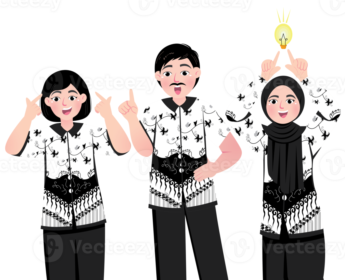 Indonesian Teachers Wearing Uniform for Teachers Day Celebration png