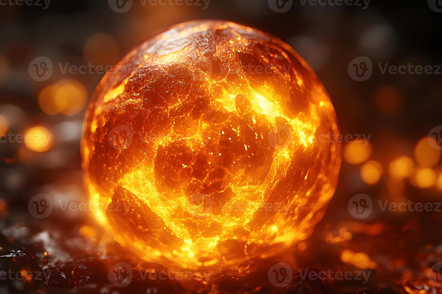 Glowing Sphere of Molten Lava Texture for Design or Poster Art photo