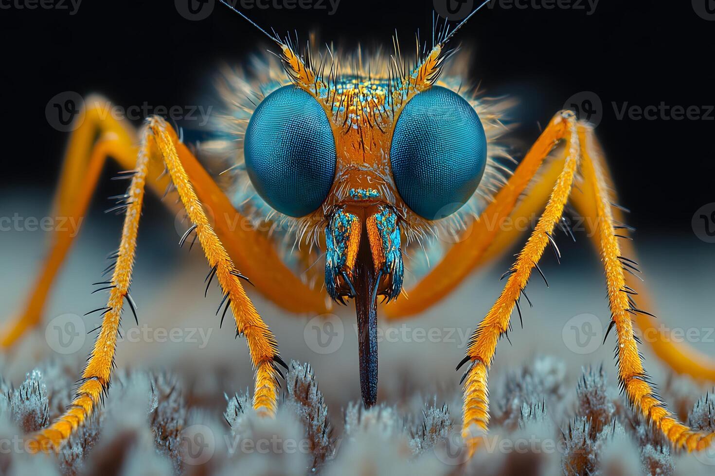 Close-Up of a Vibrant Insect with Striking Blue Eyes for Nature Photography and Education photo