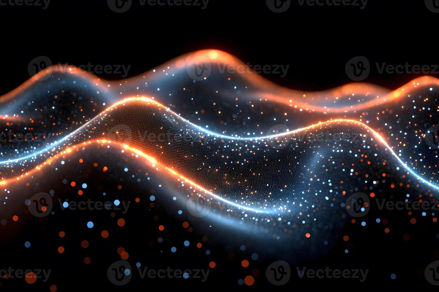 Abstract Digital Waveform with Glowing Particles for Modern Design photo