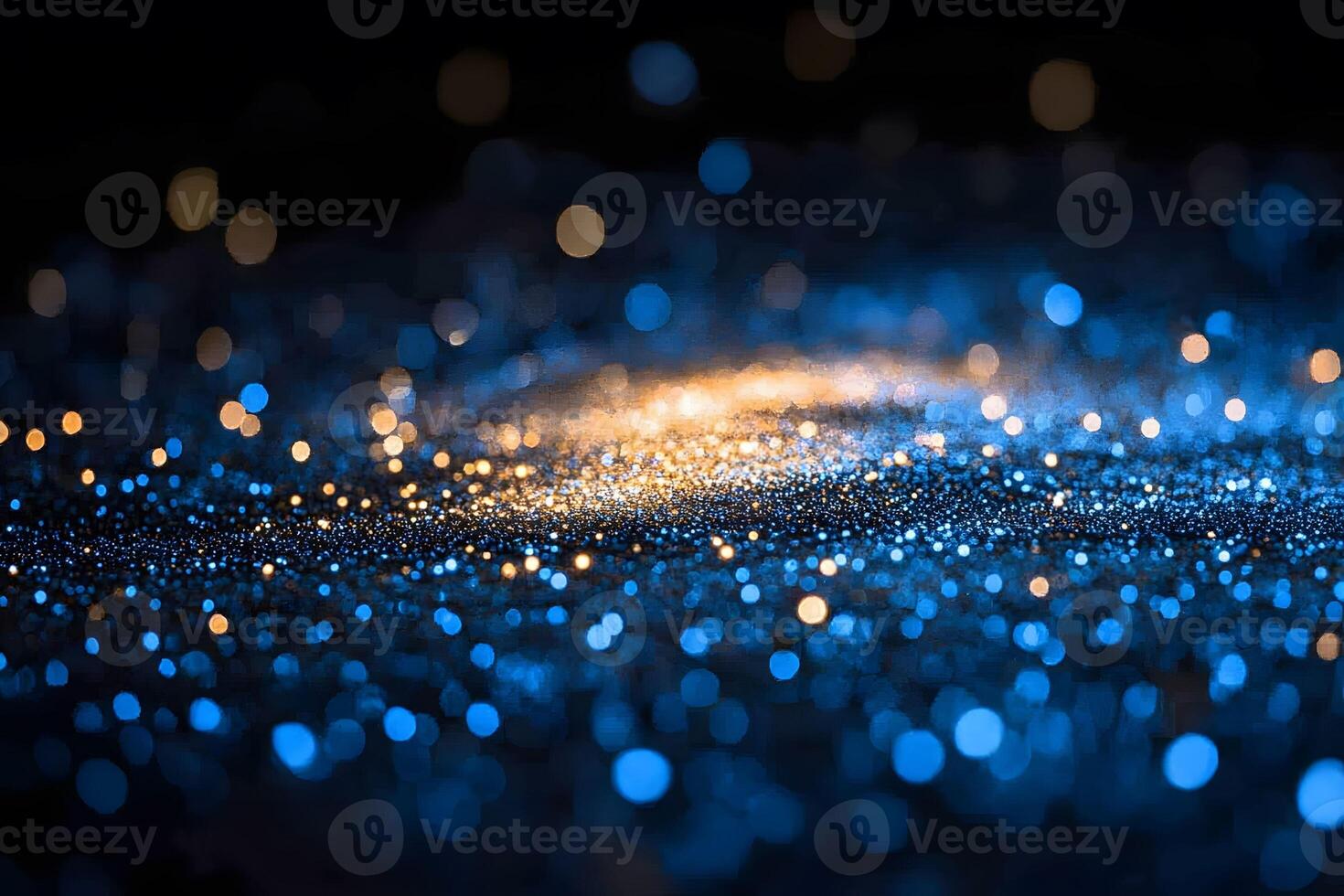 Abstract Background with Gold and Blue Bokeh Lights for Design and Decor photo
