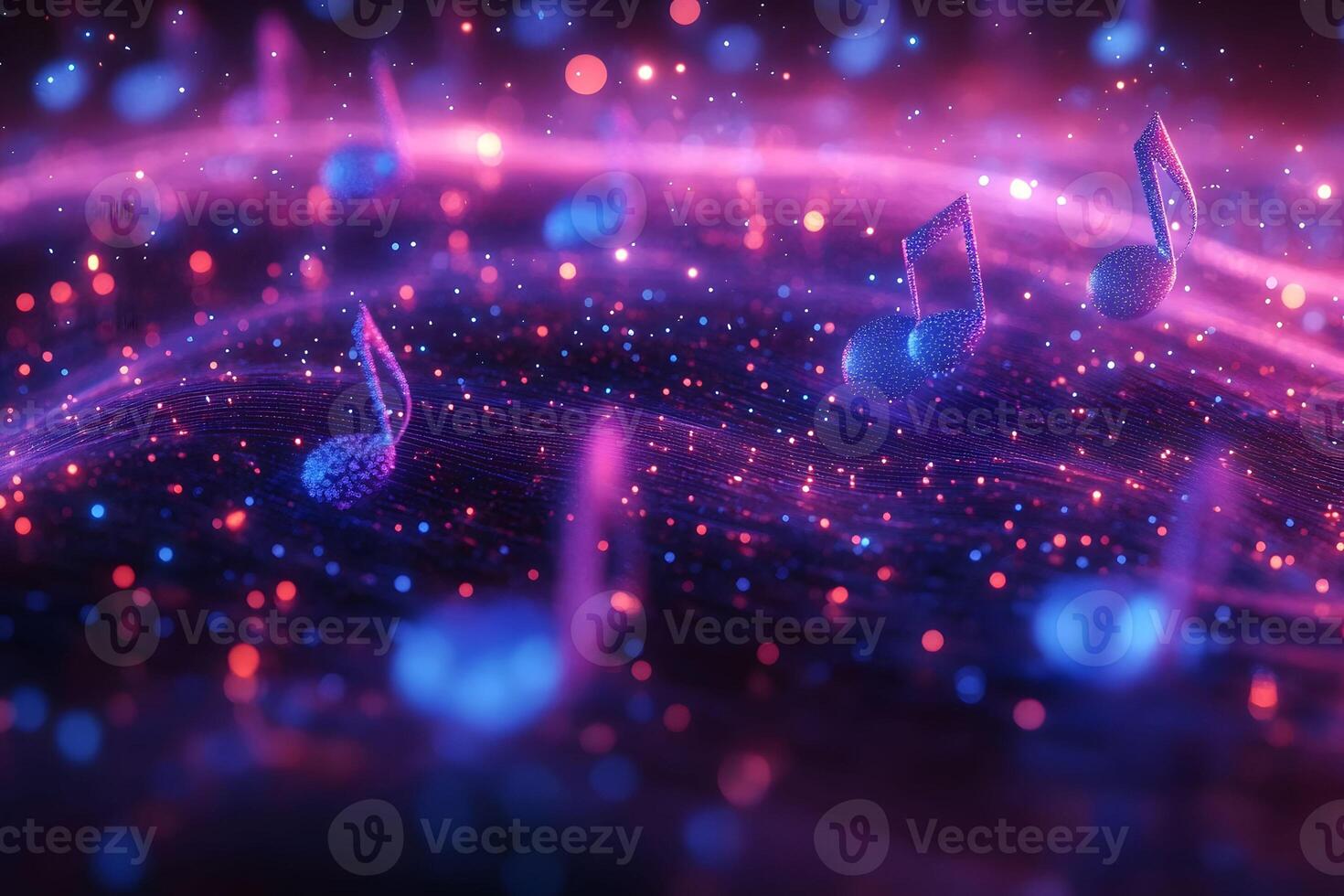 Vibrant Musical Notes in Abstract Galaxy of Light for Creative Design photo