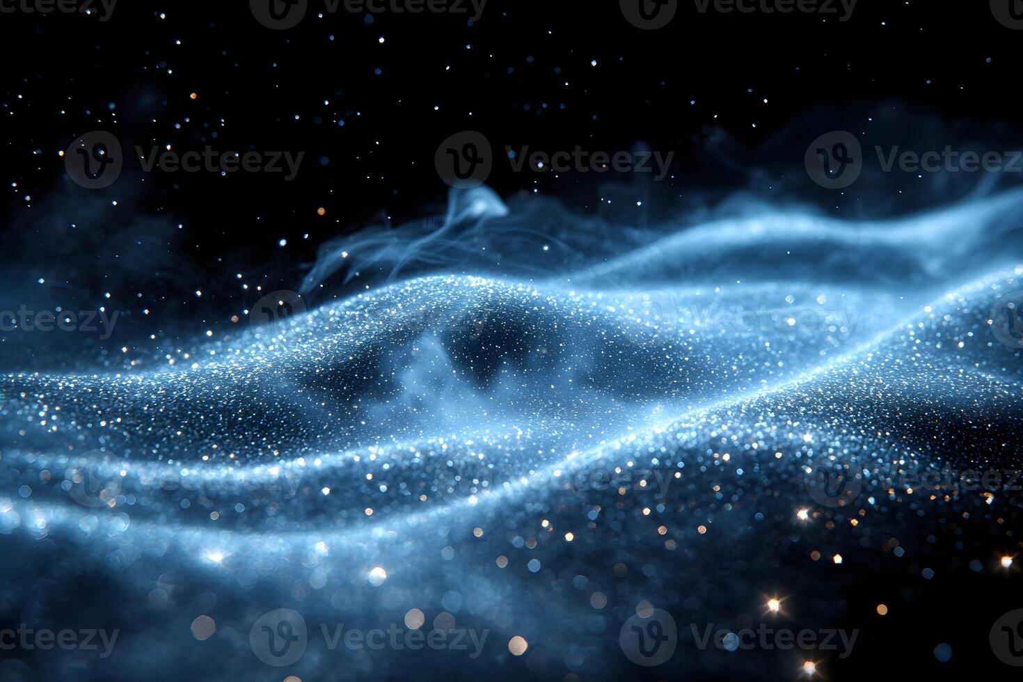 Mystical Cosmic Landscape with Glittering Starry Waves - Abstract Design for Art Prints photo
