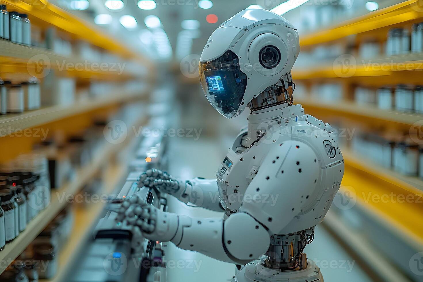 Futuristic Robot in Laboratory Setting for Technology and AI Research Themes photo
