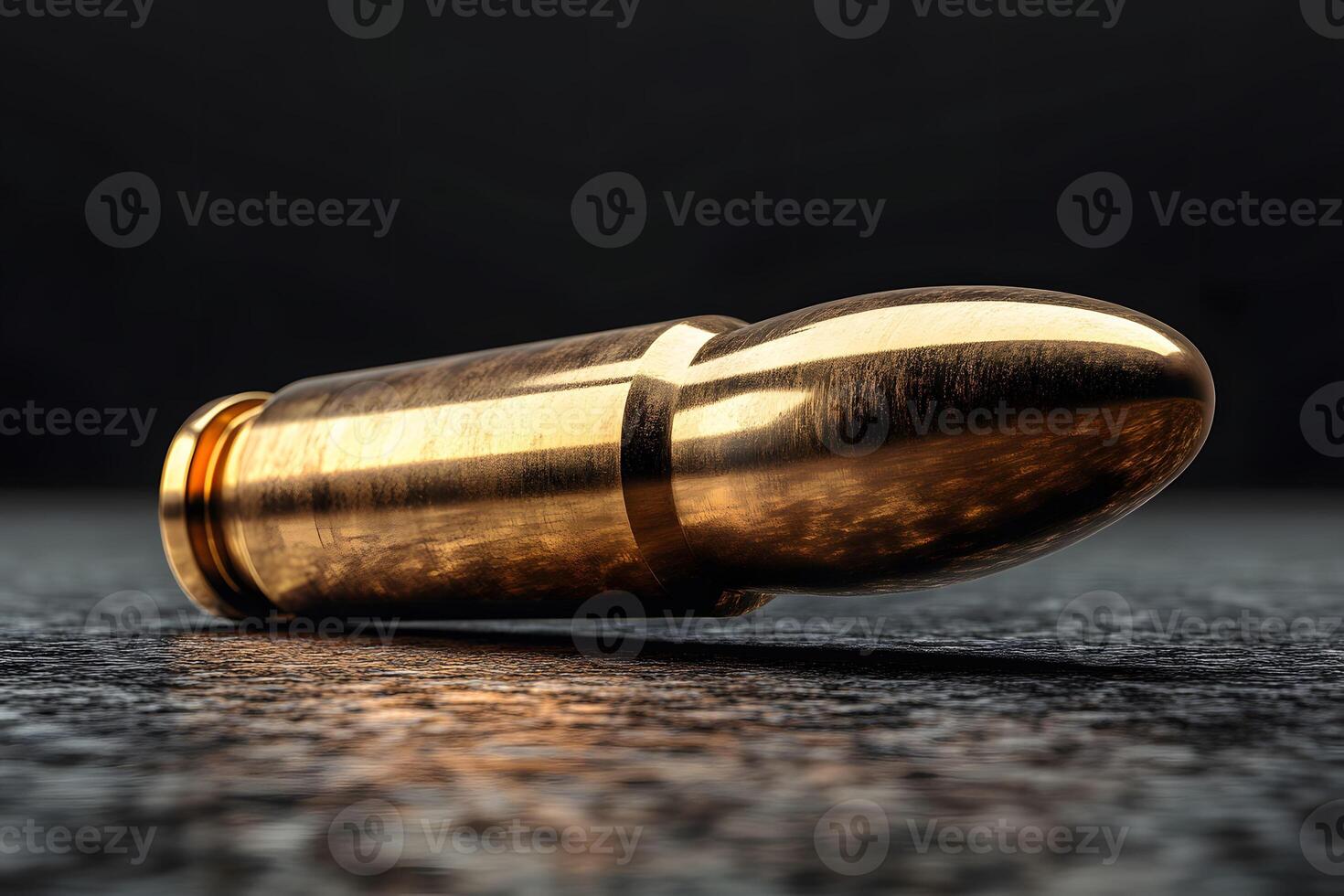 Detailed Close-Up of a Golden Bullet on Textured Surface for Design and Education photo