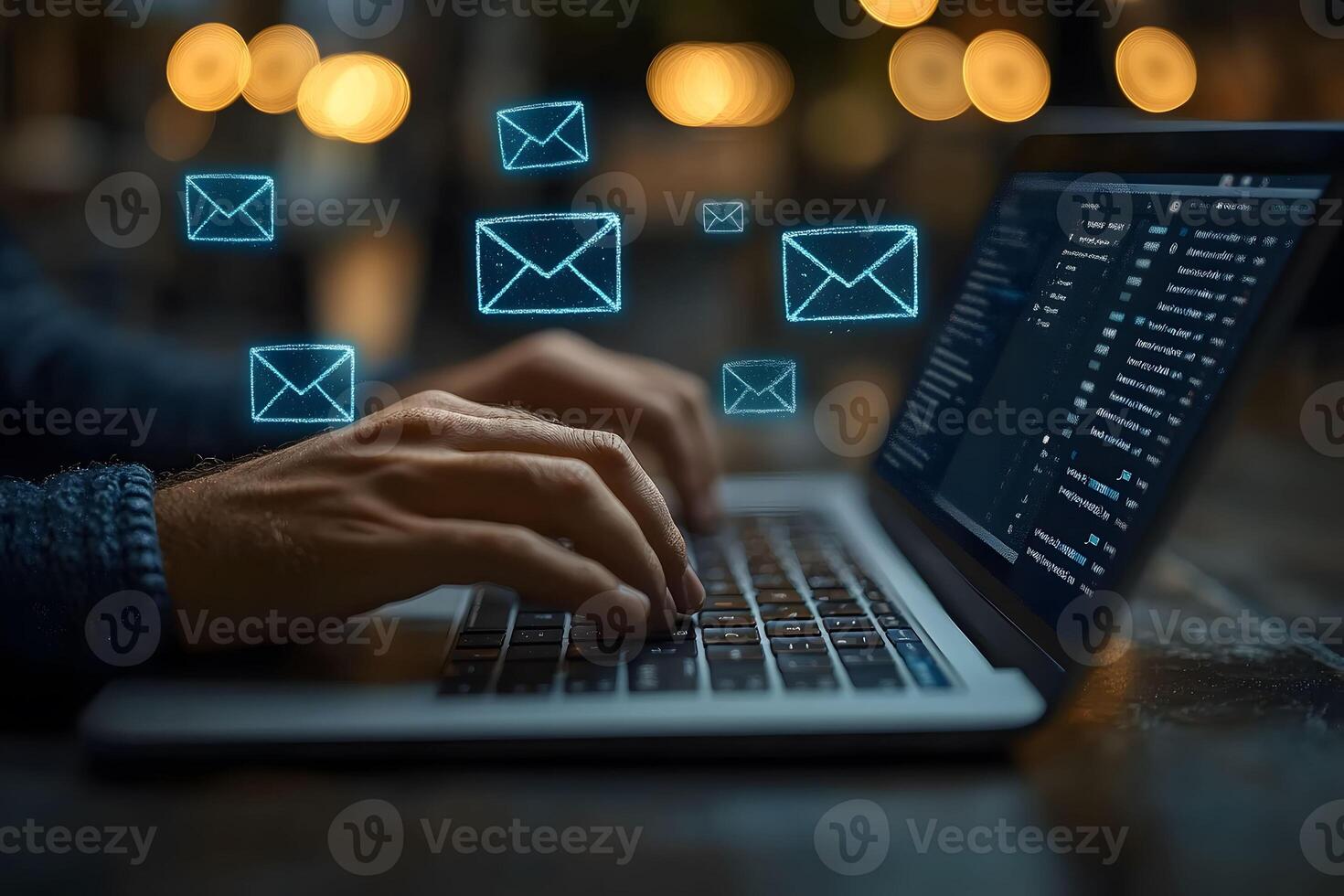 Digital Communication Concept with Email Icons for Online Networking and Technology Design photo