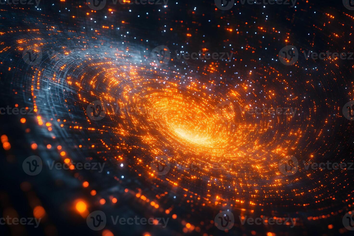 Cosmic Vortex of Twinkling Stars and Glowing Galactic Lights in Deep Space photo