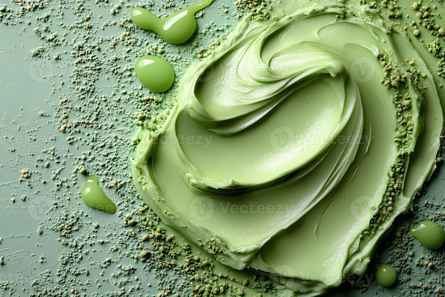 Green Abstract Background with Textured Swirls and Splatters for Design Projects photo