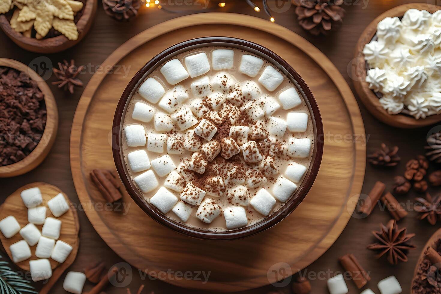 Delicious Hot Chocolate with Marshmallows and Whipped Cream for Cozy Winter Nights photo